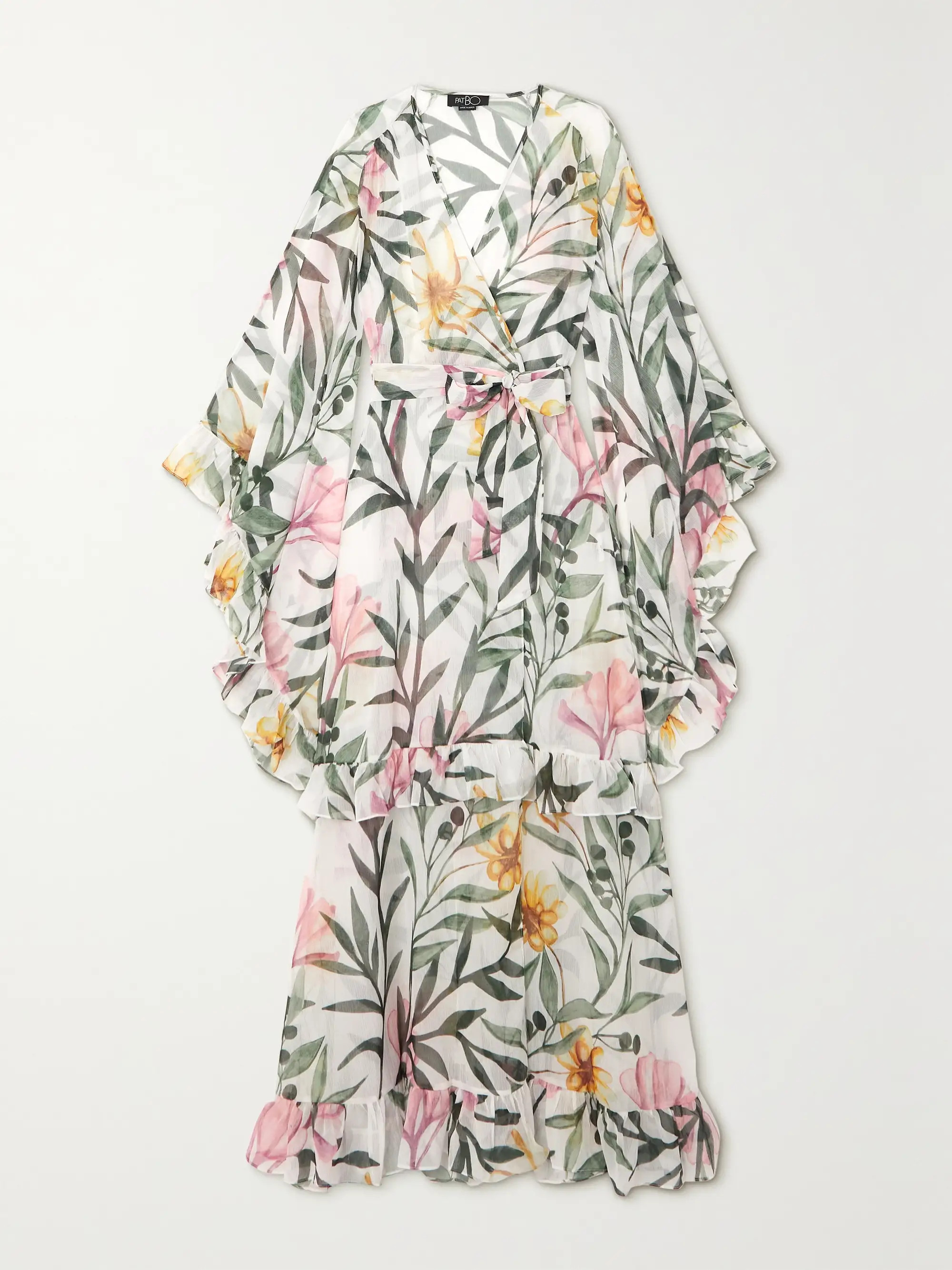 Jasmine belted ruffled floral-print crepon robe | NET-A-PORTER (US)