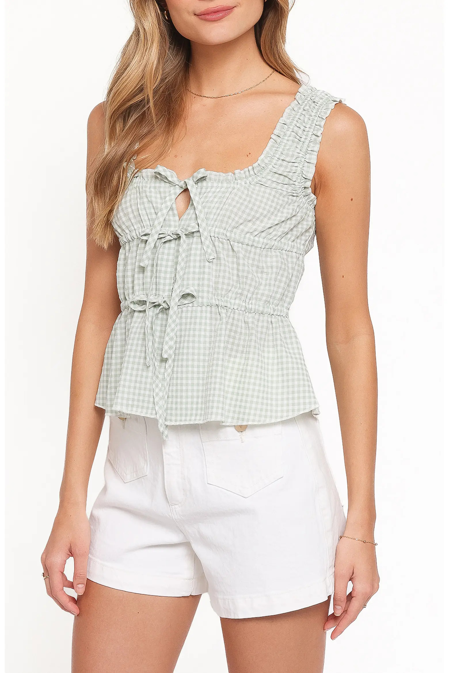 Petal & Pup Harper Gingham Tie Front Tank (Women) | Nordstrom | Nordstrom