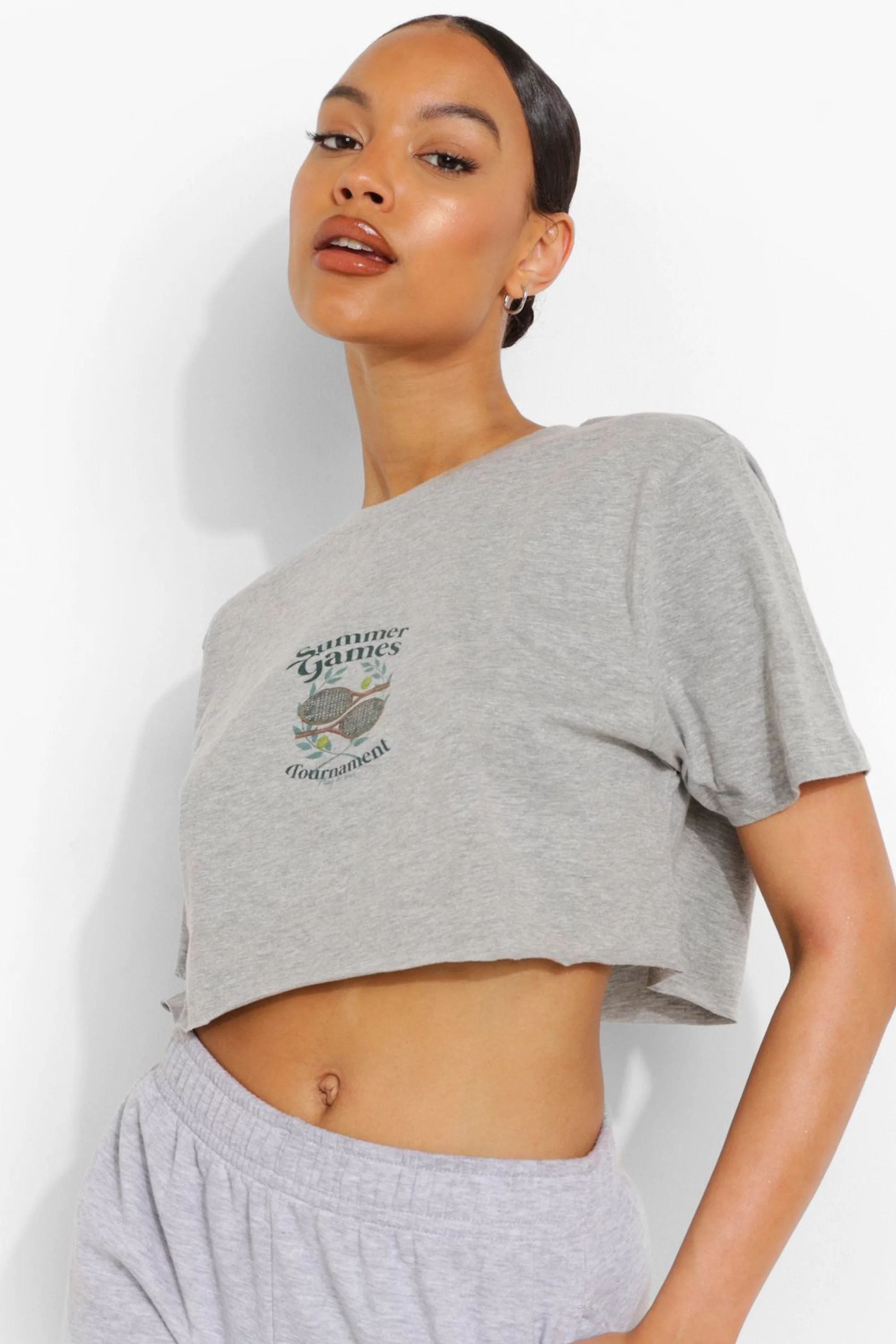 Tennis Printed Cropped T-shirt | Boohoo.com (US & CA)