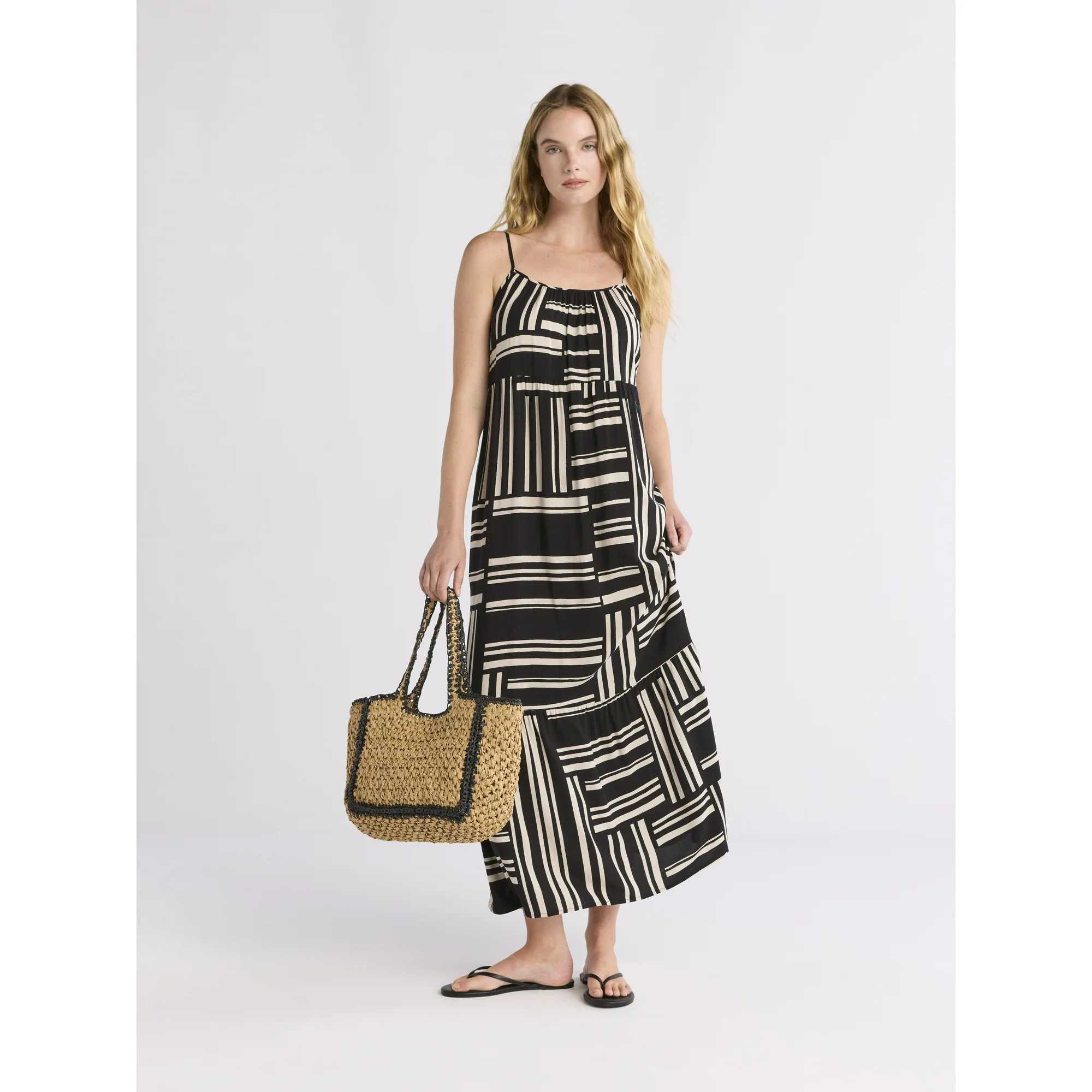 Time and Tru Women’s Tiered Maxi Dress, Sizes XS-XXXL | Walmart (US)