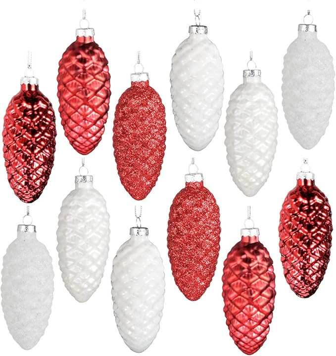 Pack of 12 Pinecone Christmas Ornaments! Painted Glass Pine Cone Hanging Ornaments for Christmas ... | Amazon (US)