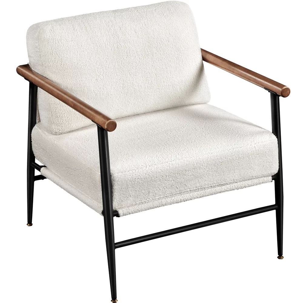Yaheetech Mid-century Modern Upholstered Boucle Accent Chair, Ivory - Walmart.com | Walmart (US)