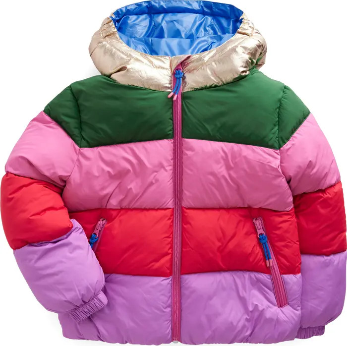 Mini Boden Kids' Ultimate Colorblock Hooded Puffer Coat | Nordstrom | Nordstrom
