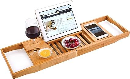 Bamboo Bathtub Caddy Tray (Extendable) Luxury Spa Organizer with Folding Sides | Natural, Ecofrie... | Amazon (CA)