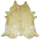 Chesterfield Leather Gold Metallic on White Cowhide Rug | Amazon (US)