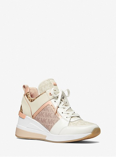 Georgie Color-Block Leather and Logo Jacquard Trainer | Michael Kors US