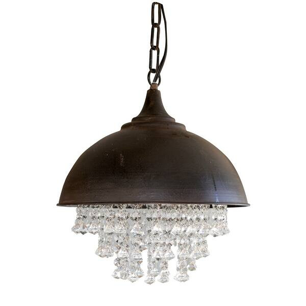 Antiqued Bronze Chandelier with Hanging Crystals - Overstock - 33637019 | Bed Bath & Beyond