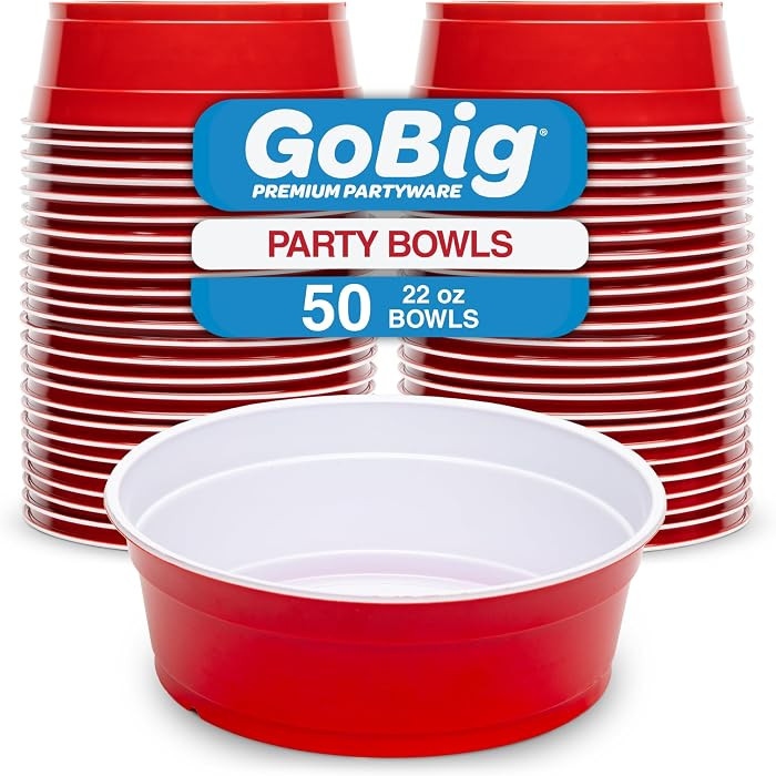Red Party Cup Bowls - Large Disposable Plastic Bowls - 22 oz or 60 oz | Amazon (US)
