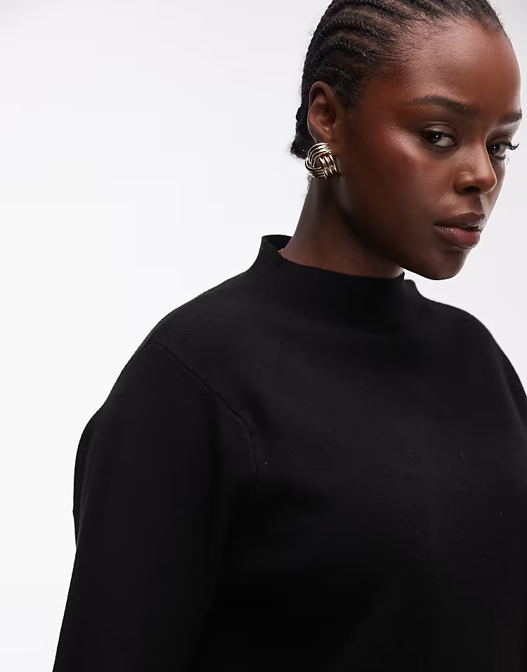 Mango curve high neck jumper in black | ASOS (Global)