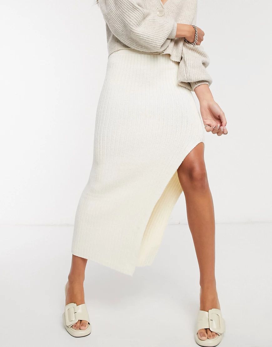 Topshop rib midi knit in ivory-White | ASOS (Global)