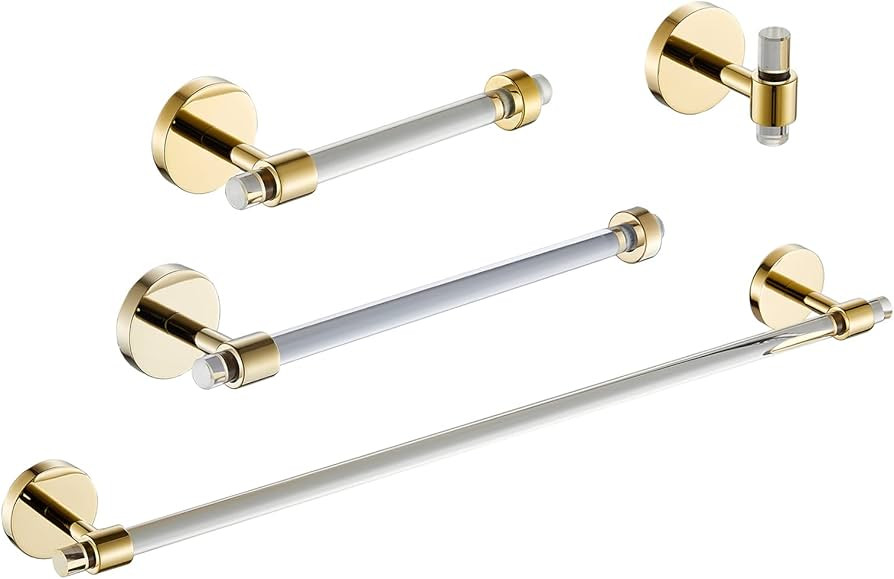 Bathroom Hardware Set Acrylic Gold - Bathroom Accessories Set Towel Bar Towel Rack Set - Wall Mou... | Amazon (US)