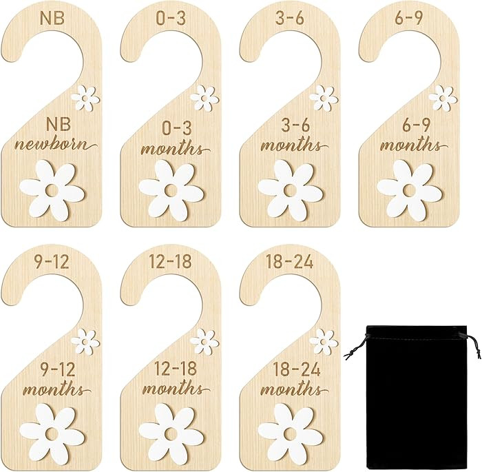 R HORSE Wooden Baby Closet Dividers - 8Pcs Double-Sided 3D Daisy Nursery Closet Organizer Baby Cl... | Amazon (US)