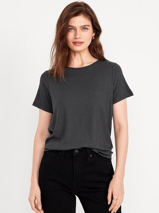 Luxe Ribbed Slub-Knit T-Shirt | Old Navy (US)