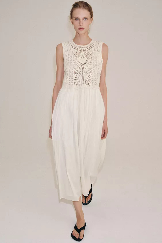 ZW COLLECTION EMBROIDERED MIDI DRESS | Zara US