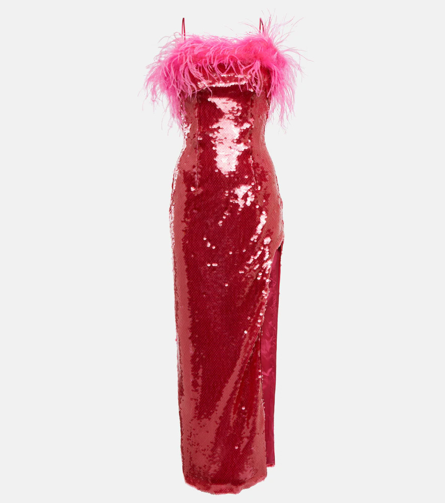 Giuseppe di Morabito Sequined feather-trimmed gown | Mytheresa (US/CA)