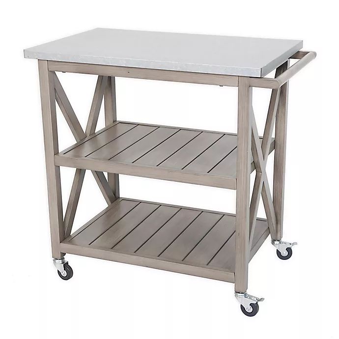 Galvanized Steel Top Indoor/Outdoor Bar Cart in Stone | Bed Bath & Beyond