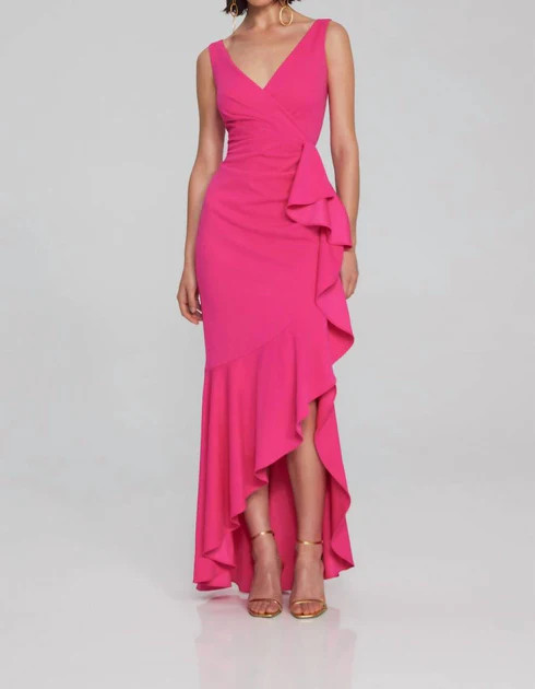 Trumpet Gown In Shocking Pink | Shop Simon