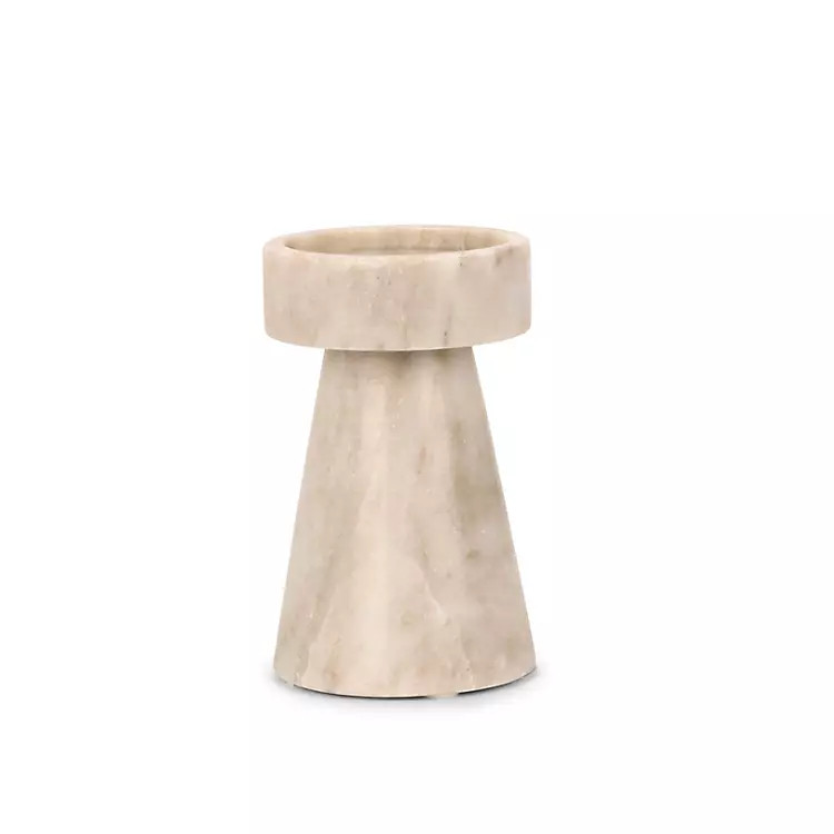 New! Beige Marble Pillar Candle Holder, 6 in. | Kirklands