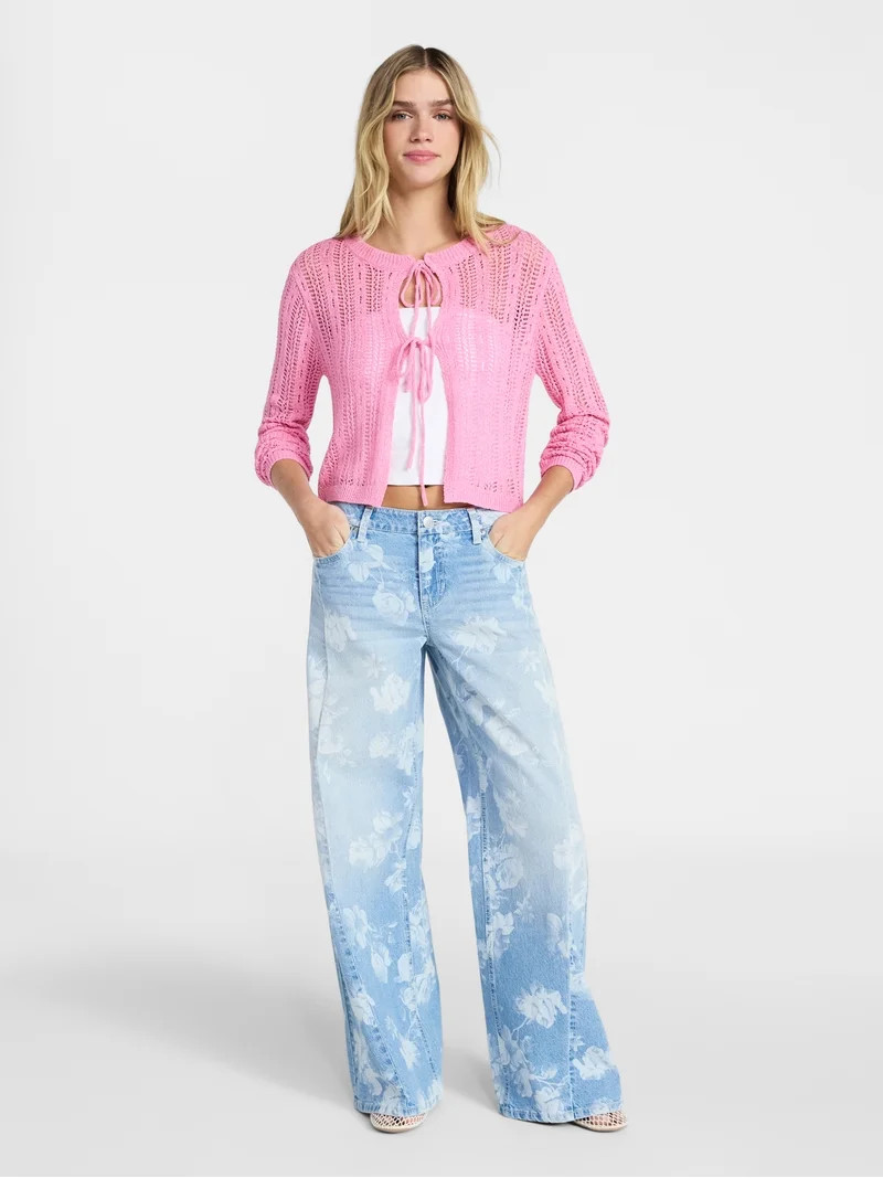 No Boundaries Tie Front Cardigan, Women's XXS-XXL | Walmart (US)