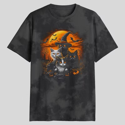 Men's Cats Halloween T-Shirt - Black Wash S | Target