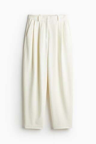 H & M - Tapered twill trousers - White | H&M (UK, MY, IN, SG, PH, TW, HK)