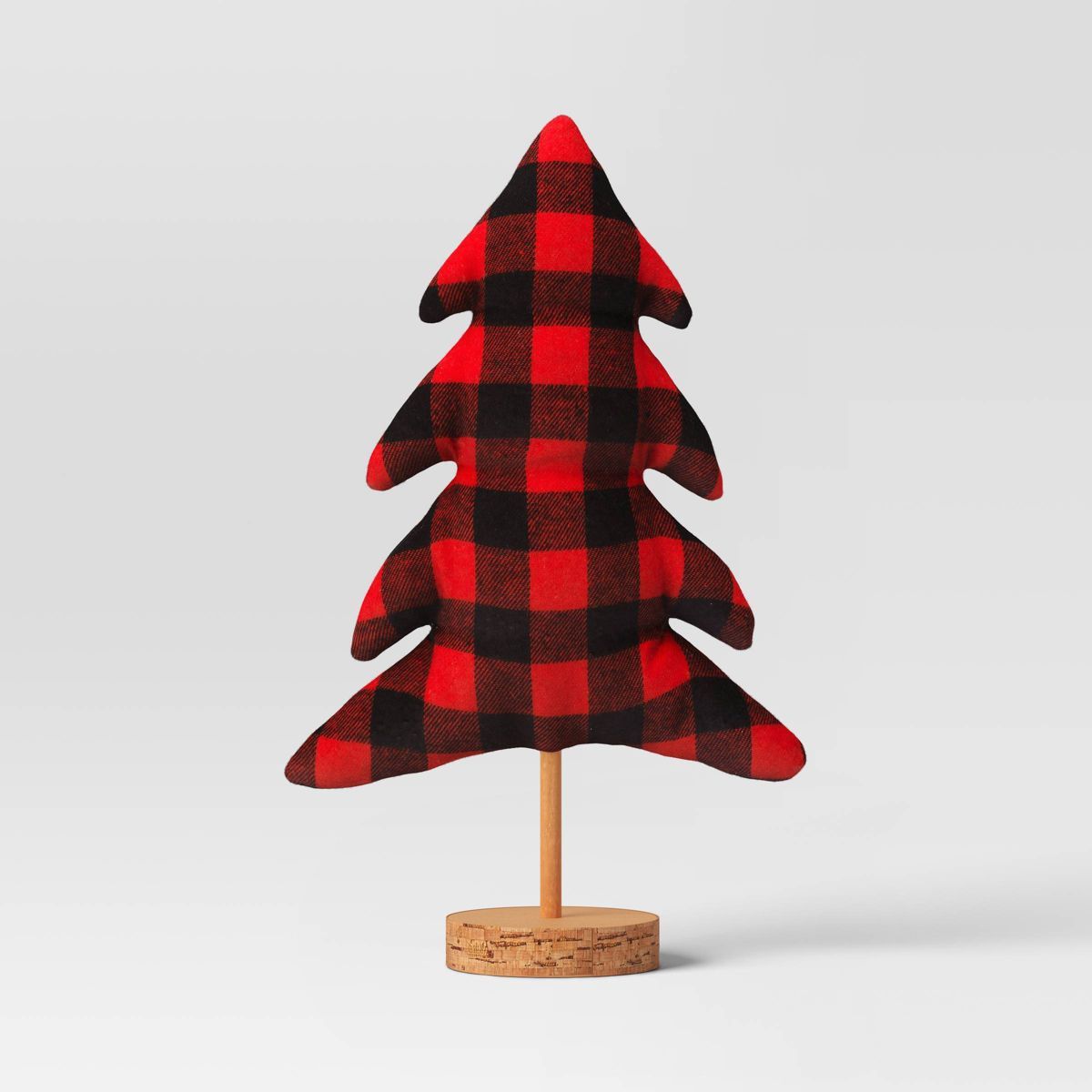 12" Buffalo Plaid Fabric Christmas Tree Figurine - Wondershop™ Red/Black | Target