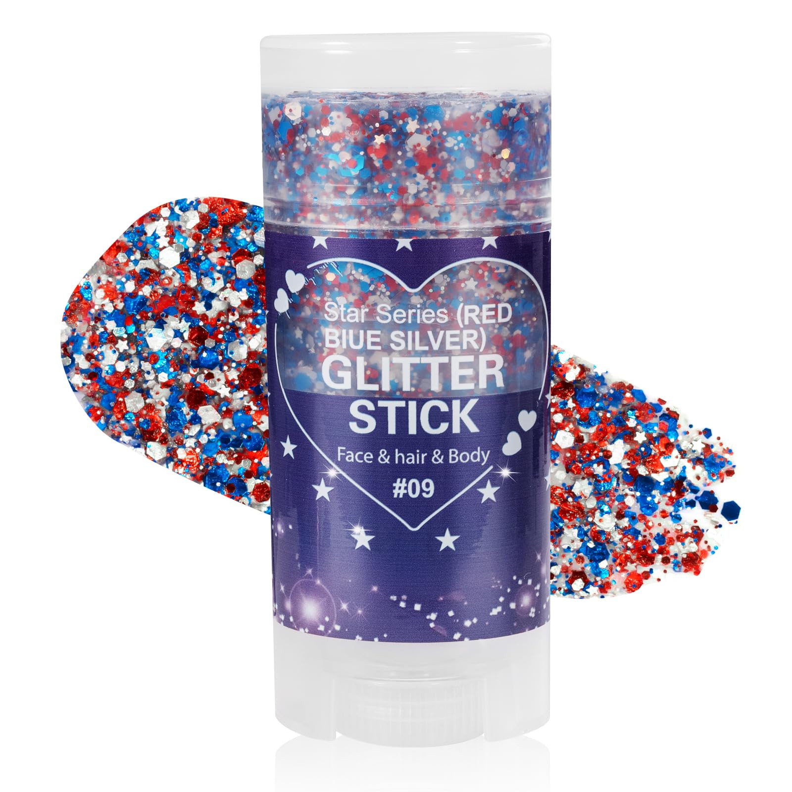 Mysense Patriotic Red White and Blue Body Glitter Stick,4th of July Accessories,Sparkling Face Ha... | Amazon (US)
