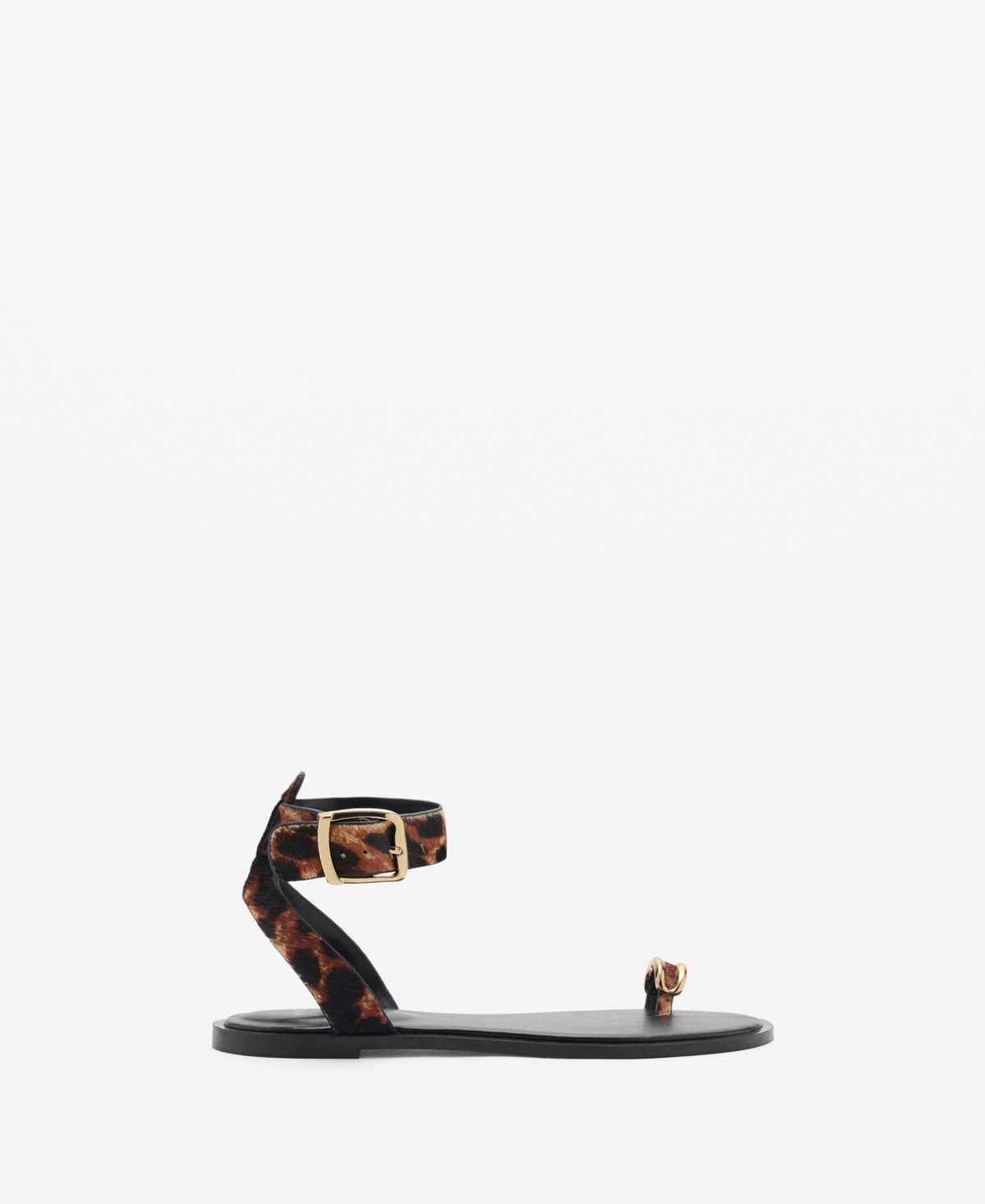 Mango Women's Animal Print Leather Sandals - Black | Macy's