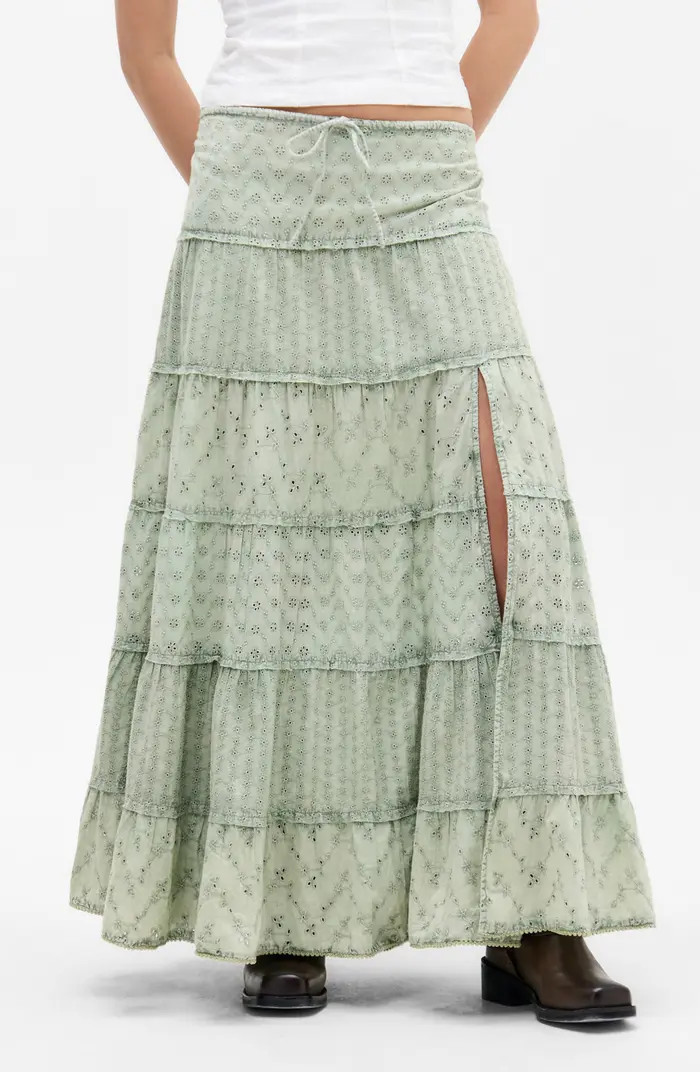 Embroidered Eyelet Tiered Cotton Maxi Skirt | Nordstrom
