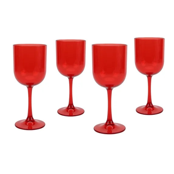 Just Feed Me by Jessie James Decker 4-Piece 12oz Stemmed Wine Glass Set, Red | Walmart (US)