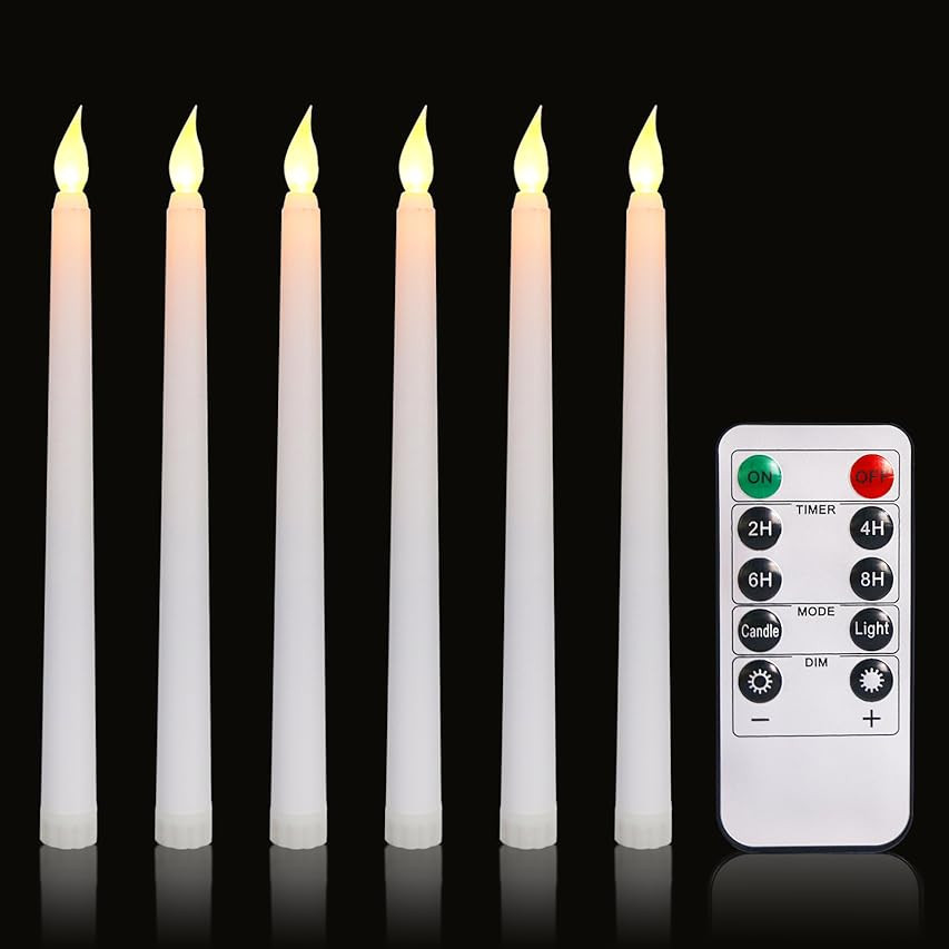 Vtobay Flameless LED Taper Candles,White Flickering Candles with Remote,Battery Plastic Timer Window | Amazon (US)