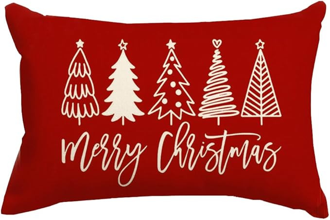 RABUSOFA Christmas Pillow Covers 12x20 Inch,Merry Christmas Tree Pillows Decorative Throw Pillows... | Amazon (US)