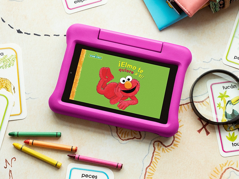 Fire 7 Kids tablet, 7" Display, ages 3-7, 16 GB, Pink Kid-Proof Case | Amazon (US)