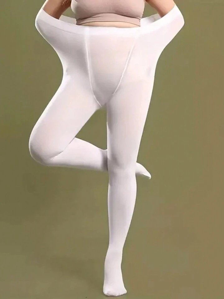 Women's Plus Size Simple Solid White Stockings | SHEIN