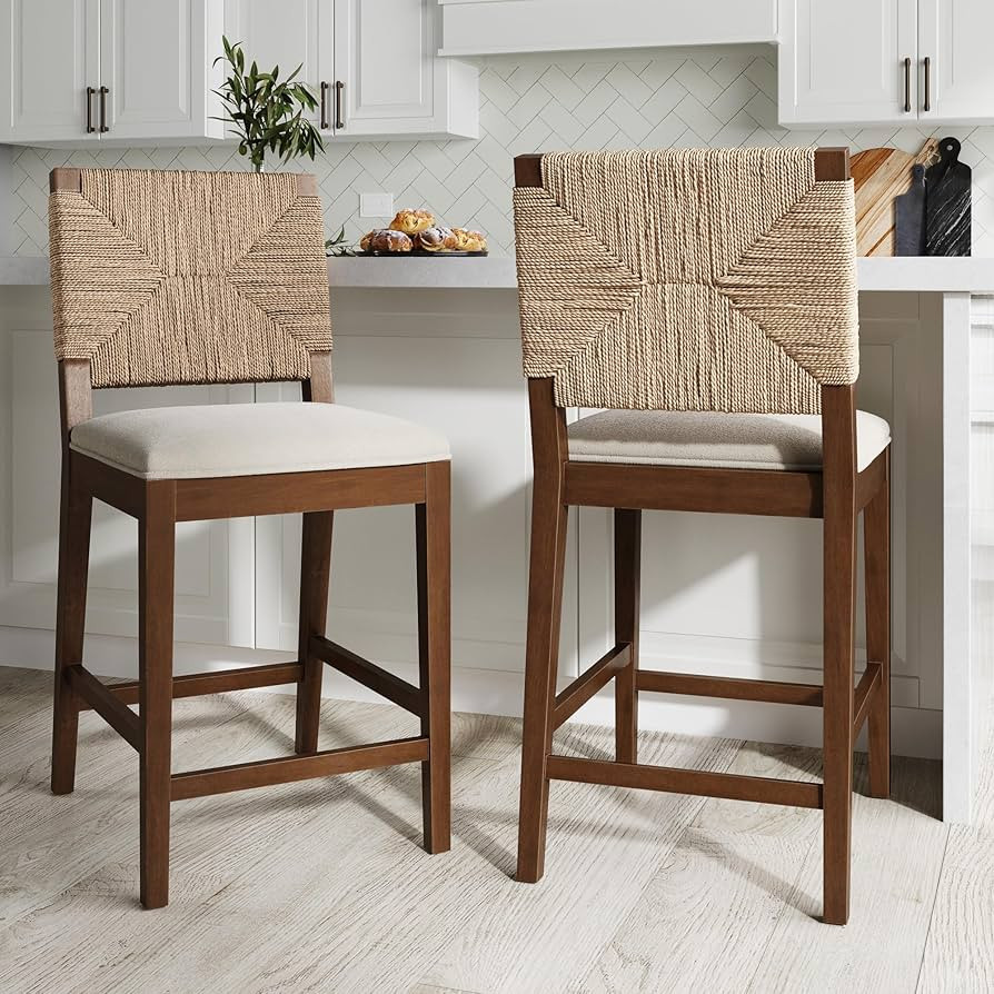 Nathan James Beacon Bohemian Boucle Bar Stool, Upholstered Bar Stool or Island Chairs for Kitchen... | Amazon (US)