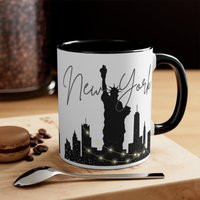 Nyc Coffee Mug, New York York, Gift, Statue Of Liberty Winter, Black & White Mug | Etsy (US)