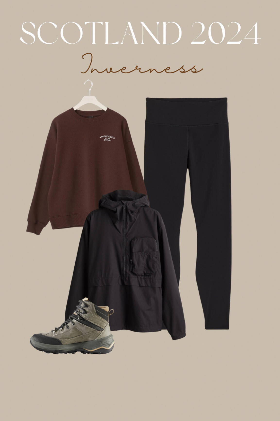 Black leggings, black sports leggings, black raincoat, brown hoodie, black sweater, hiking boots 

#LTKautumn #LTKeurope #LTKshoes