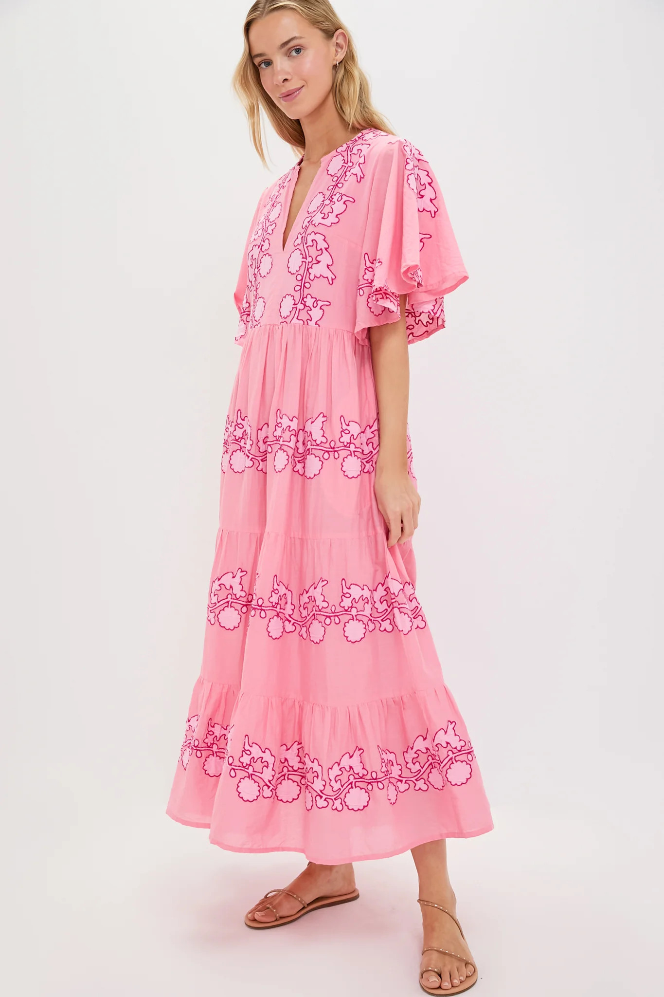 Tangier Pink Flirty V Neck Maxi Dress | Tuckernuck (US)