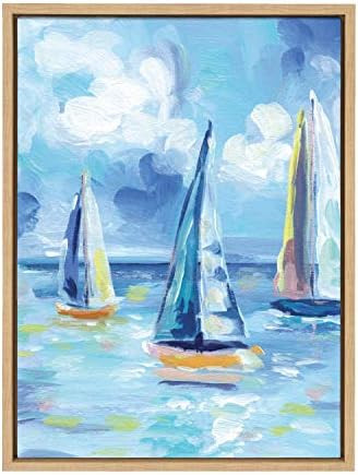 Kate and Laurel Sylvie Come Sail Away Framed Canvas Wall Art by Rachel Christopoulos, 18x24 Natural, | Amazon (US)