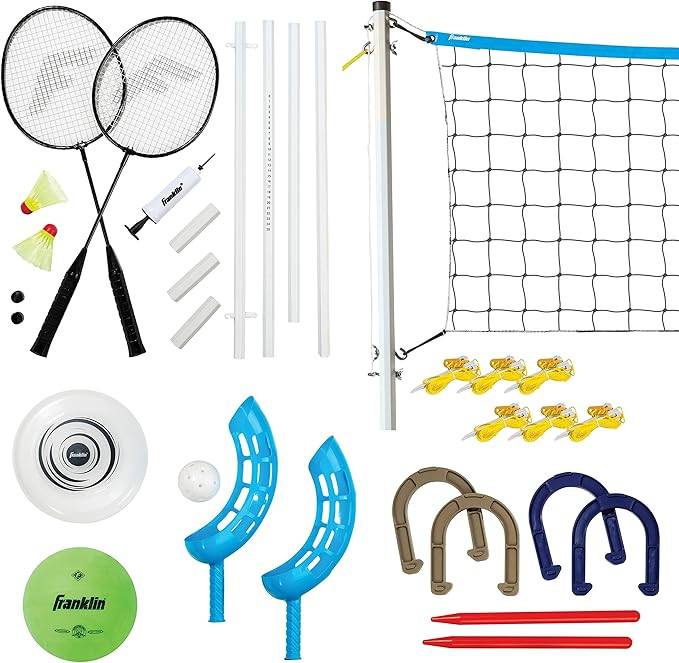 Franklin Sports Fun 5 Combo Outdoor Game Set - Backyard, Beach + Camping Games for Kids - Badmint... | Amazon (US)