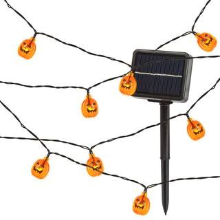 GERSON INTERNATIONAL Acrylic Pumpkin 5 ft. White Constant LED Pumpkin Solar Halloween String Ligh... | The Home Depot