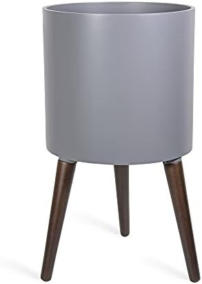 12 Inch Planter Pot with Stand, Mid-Century Tall Plant Pot with Legs for Indoor Plants, Large, Grey, | Amazon (US)