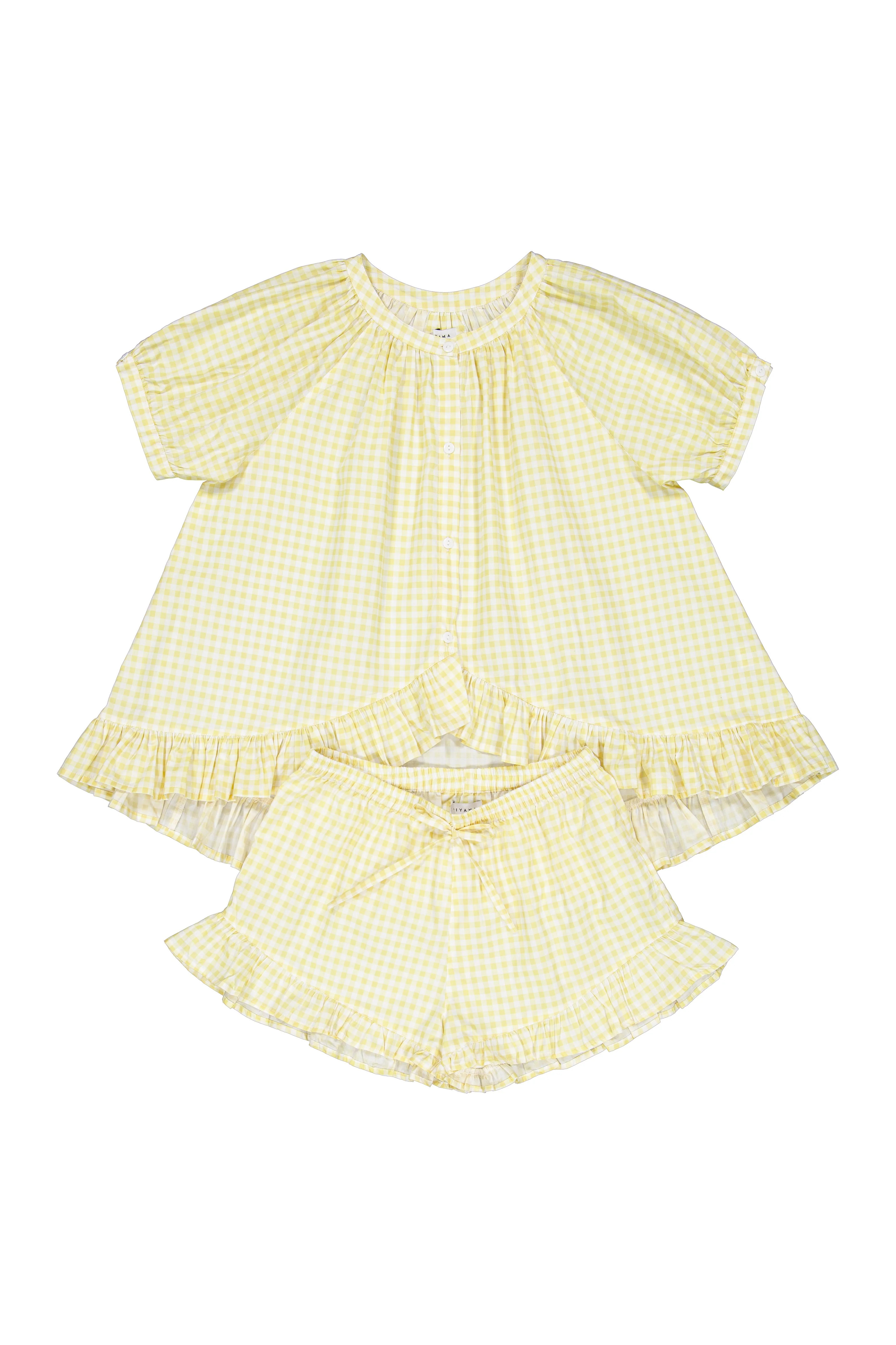 Sophie Sleep Set - Cotton - Gingham Yellow | Piyama US