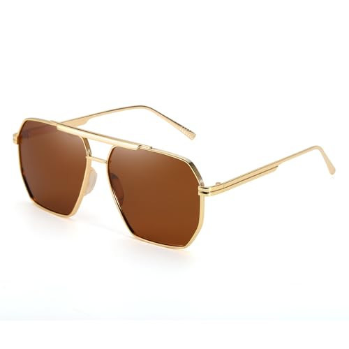 SODQW Tangle Free Aviator Sunglasses for Women Men Square Polarized UV400 Fashion Trendy Sun Glasses for Driving | Amazon (US)