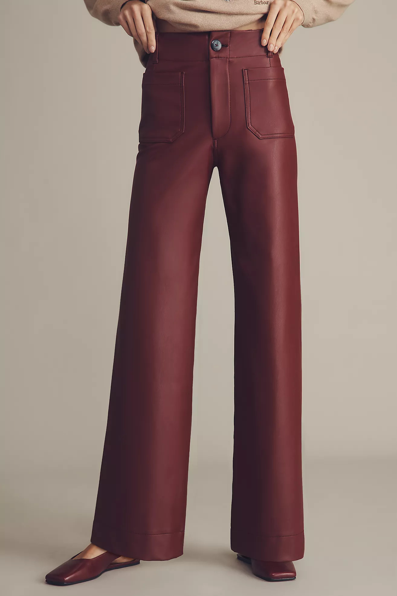 The Colette Faux-Leather Full-Length Wide-Leg Pants by Maeve | Anthropologie (US)