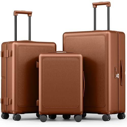 Joyway Luggage Sets 3 Piece with Spinner Wheels, Carry On Luggage 20In with ABS+PC Hardshell, Lightweight Suitcase Set with TSA Lock and Pressure-resistant Frame, 20/24/28 Inch, Brown | Amazon (US)