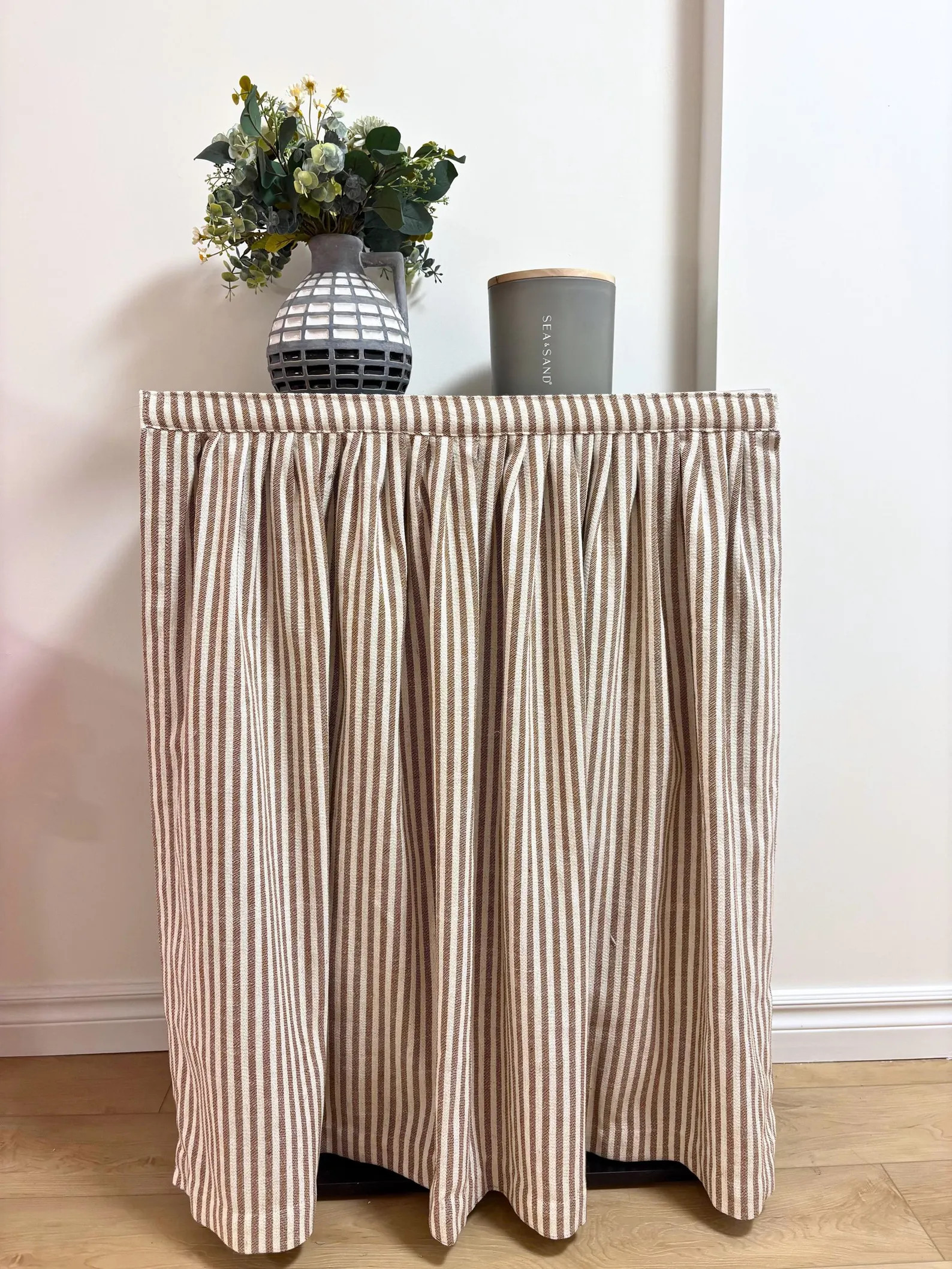 Custom Nordic Lines Caramel Cabinet Curtain, Sink Skirt, Kitchen Counter Valance | Etsy (Global)