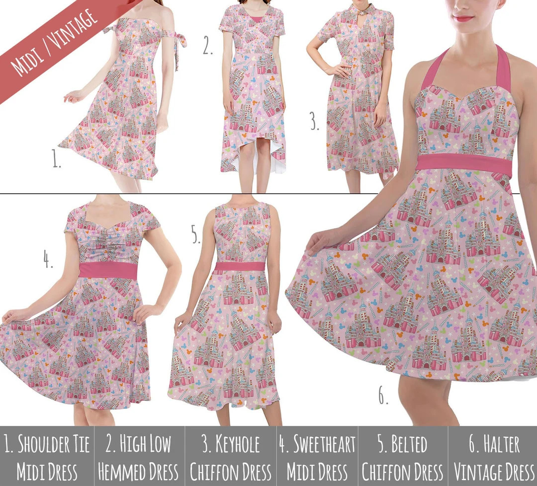 25th Birthday Cake Castle Theme Park Inspired Midi Dress in XS 5XL Vintage Retro Inspired - Etsy | Etsy (US)