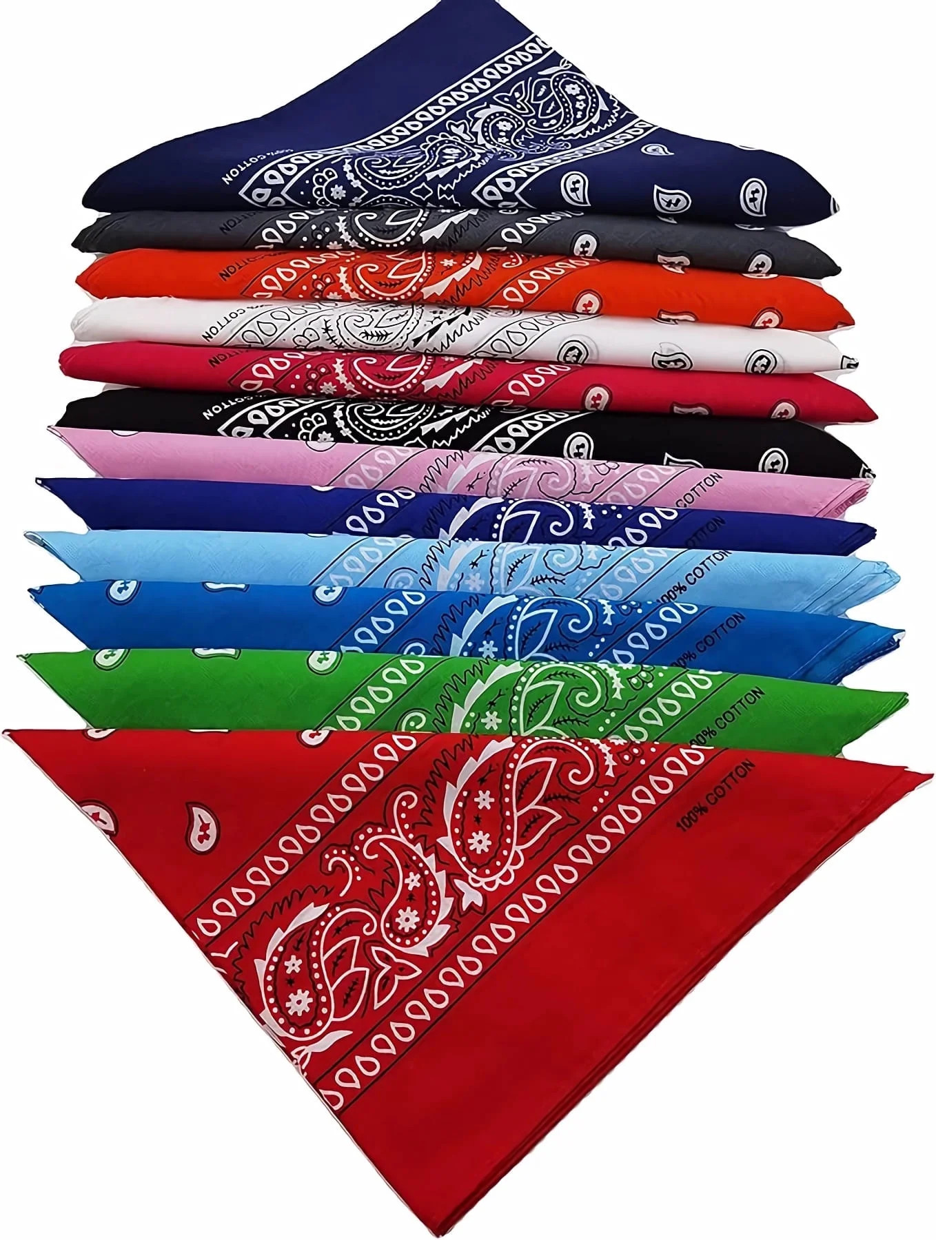 Fanni Youpin Assorted Colors Paisley Cowboy Bandanas 12 Pack 22 inch Thick Cotton Kerchiefs for M... | Walmart (US)