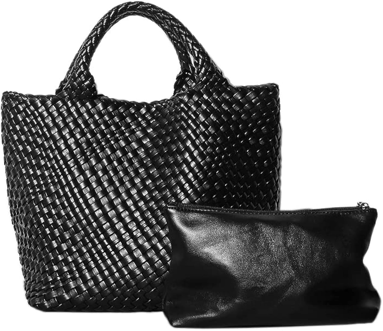 Woven Bag for Women, Soft Vegan Leather Tote Bag Large Summer Beach Travel Handbag Shoulder Bags ... | Amazon (US)